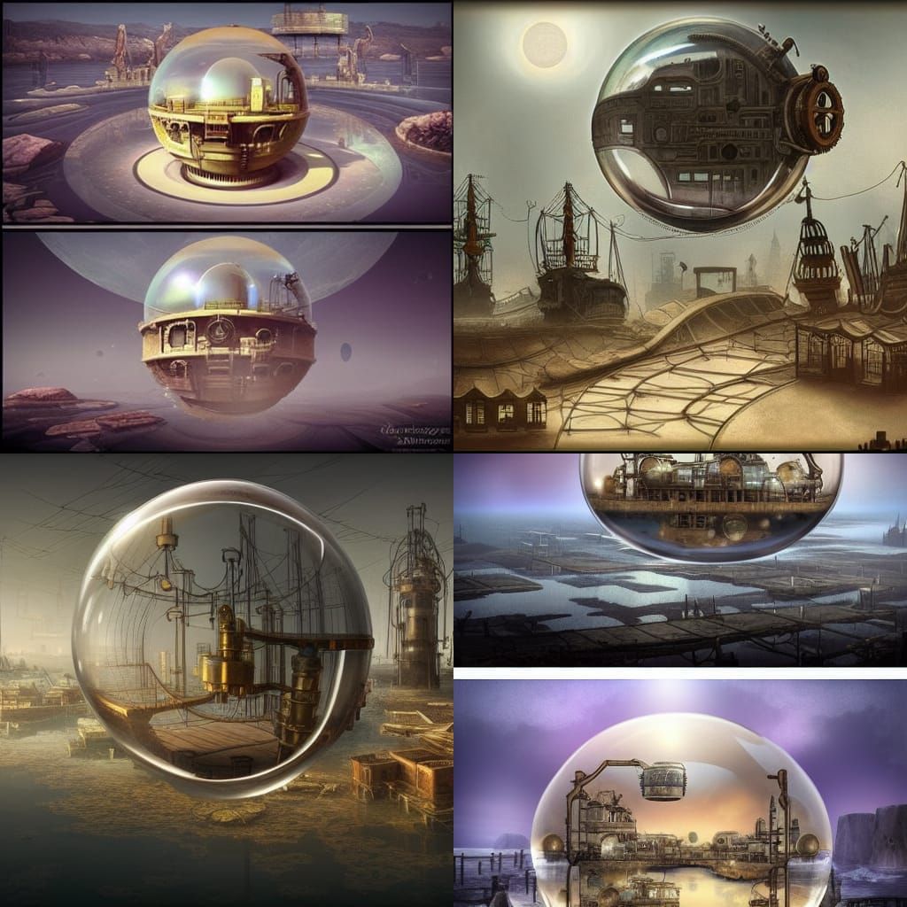 Steampunk City in Bubble Over Wasteland