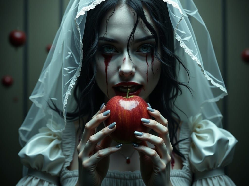 Bloodstained Snow White in a Dark Fantasy Realm