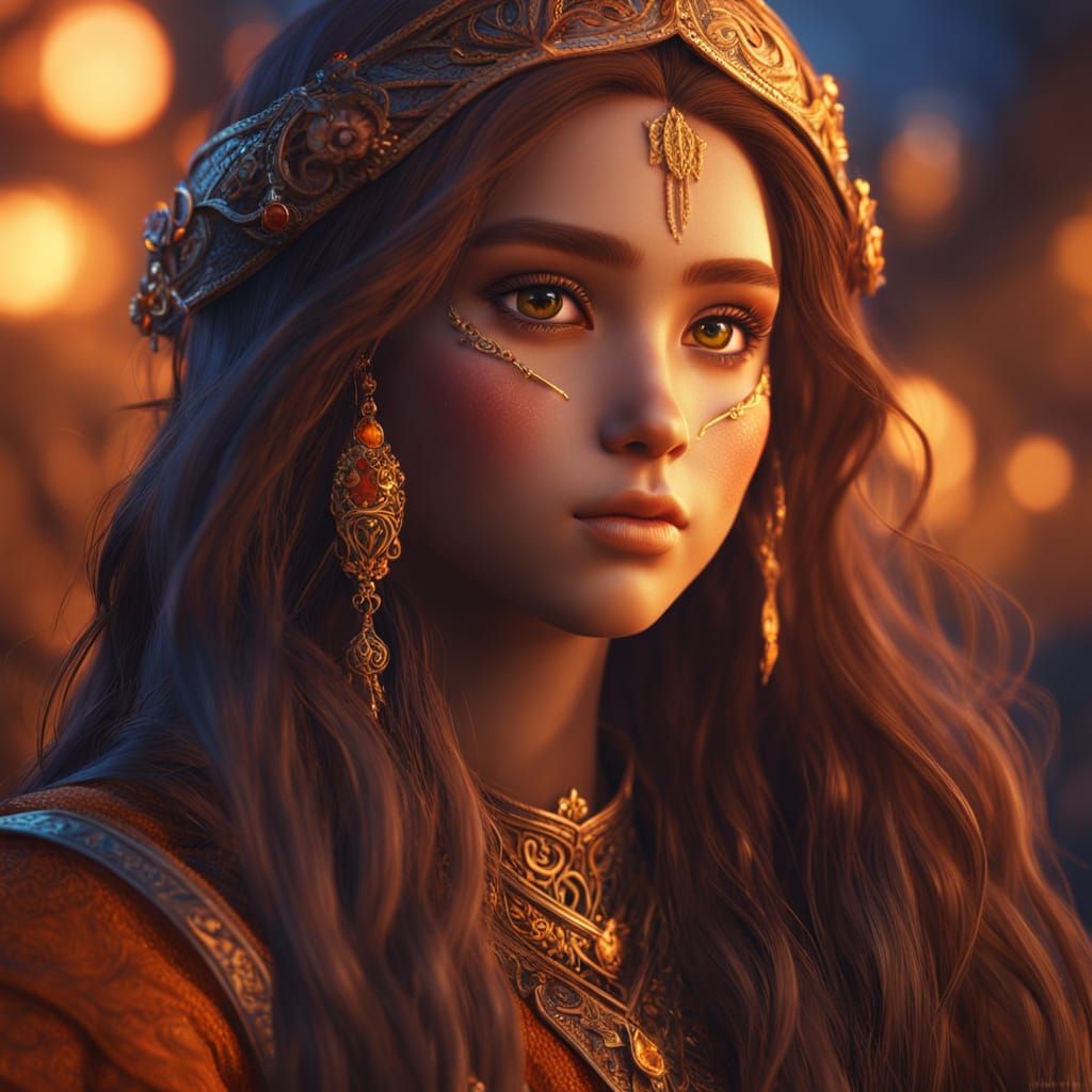 Fantasy Doll Portrait with Golden Hour Lighting