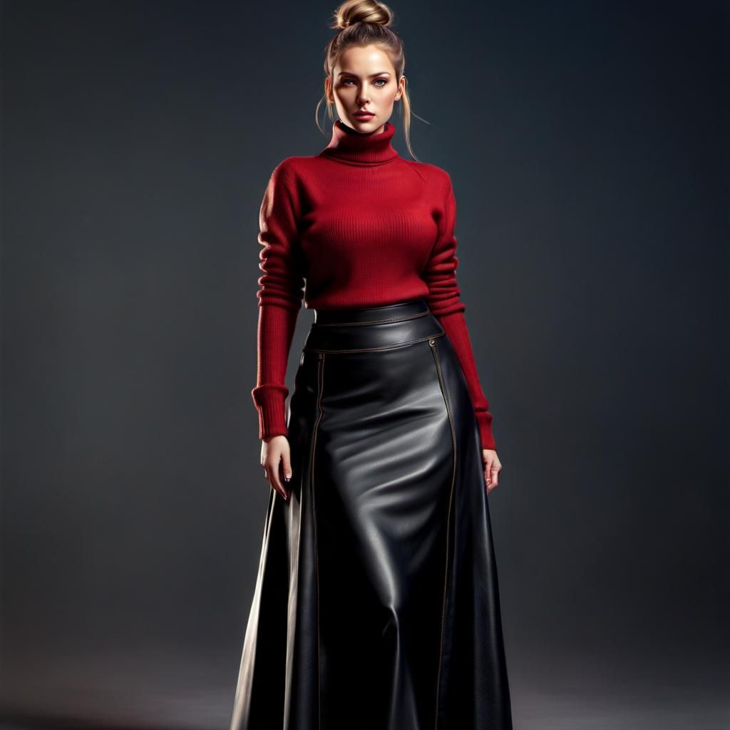 Curvy Woman in Turtleneck and Maxi Skirt
