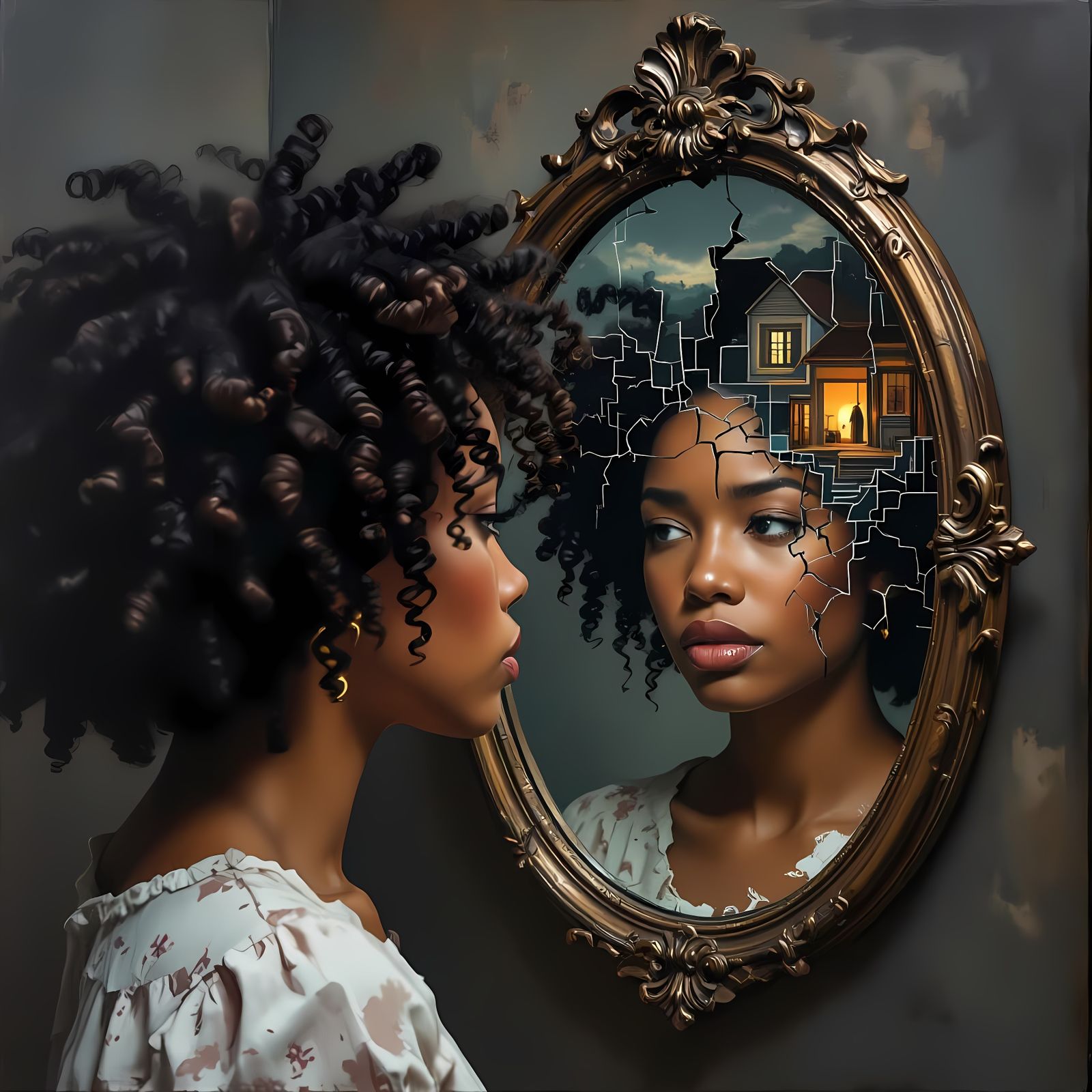 Surreal Portrait: Woman's Mind as Architecture