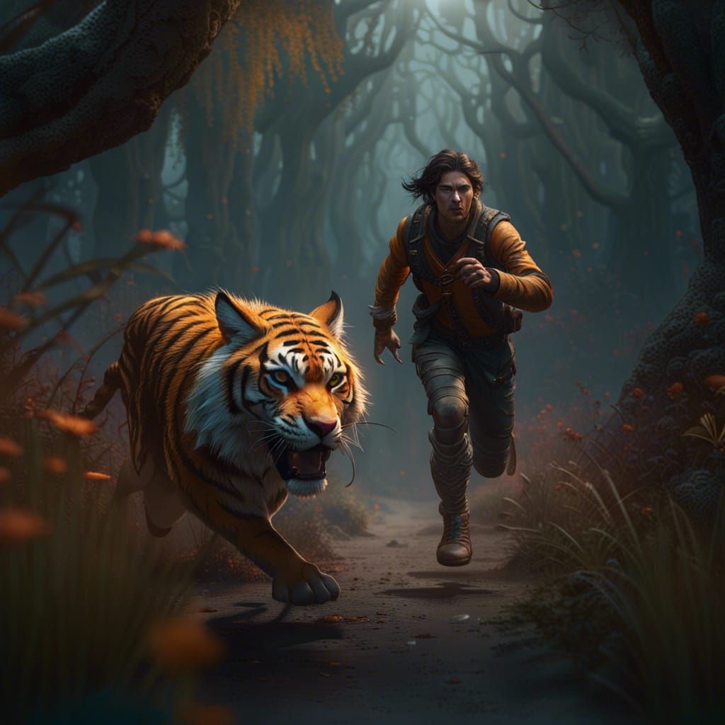 Tiger's Escape: A Fantastical Matte Painting