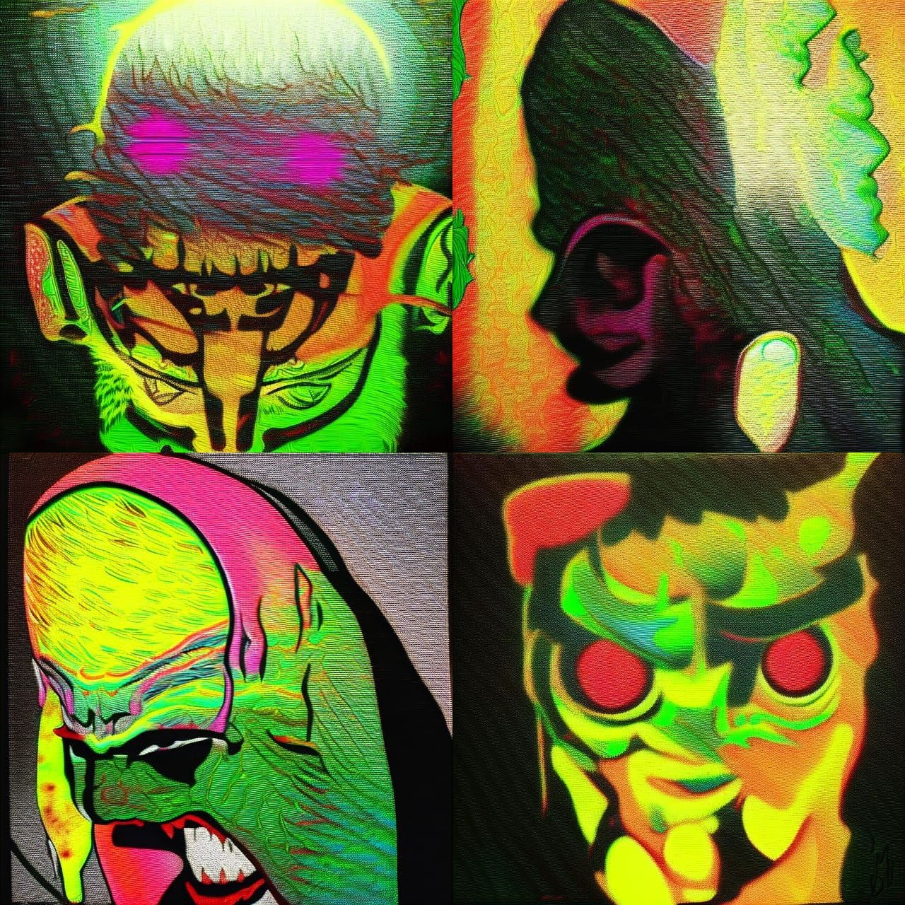 Psychedelic Alien DJ Watermelon Portrait in Watercolor