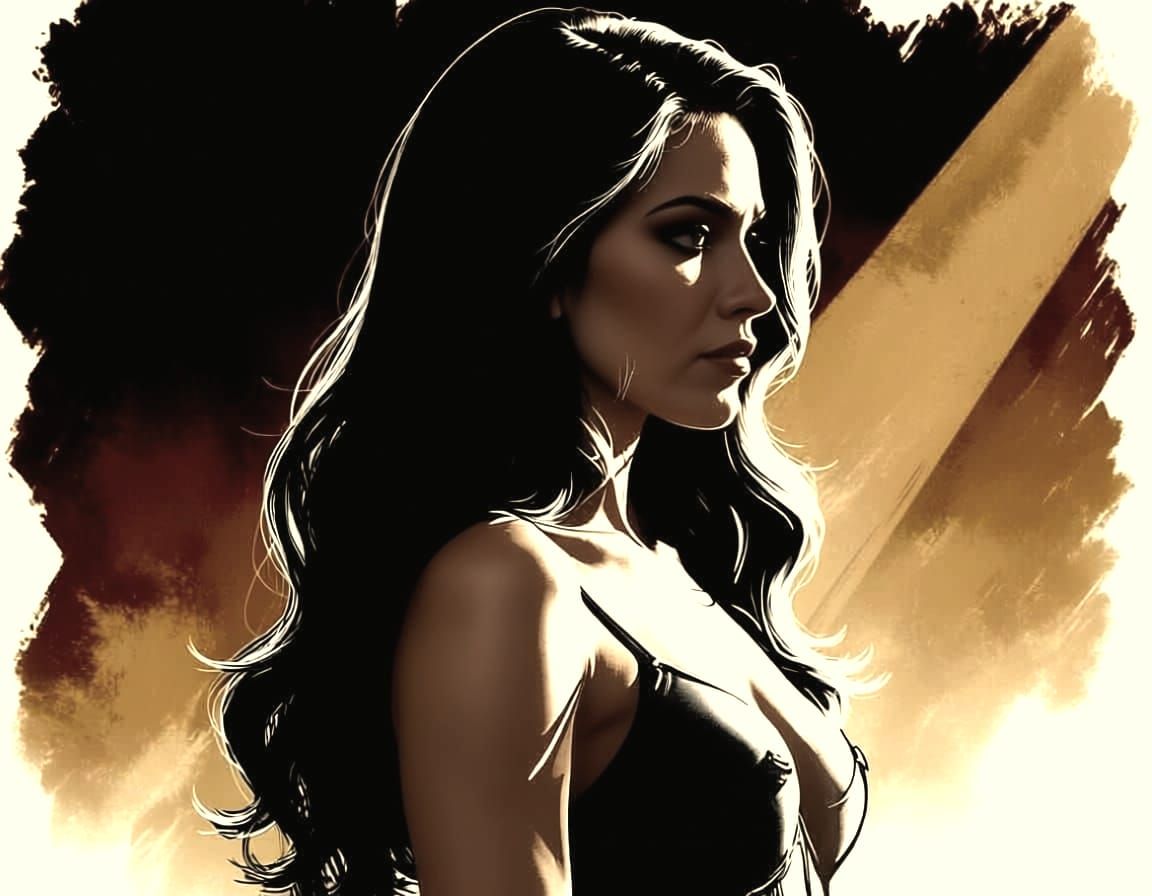 Comic Book Panel Of Woman Silhouette In High Contrast