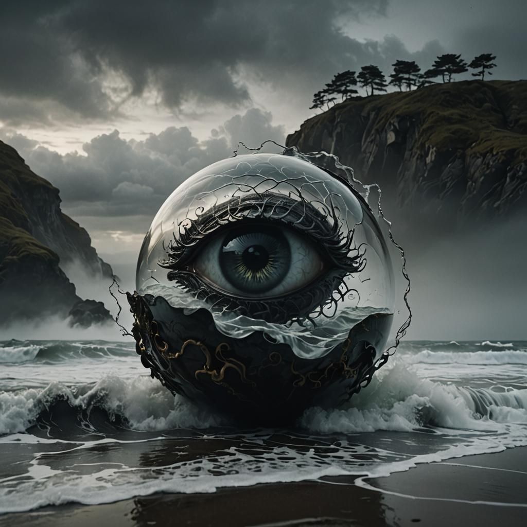 Surreal Glass A with Eye and Brain