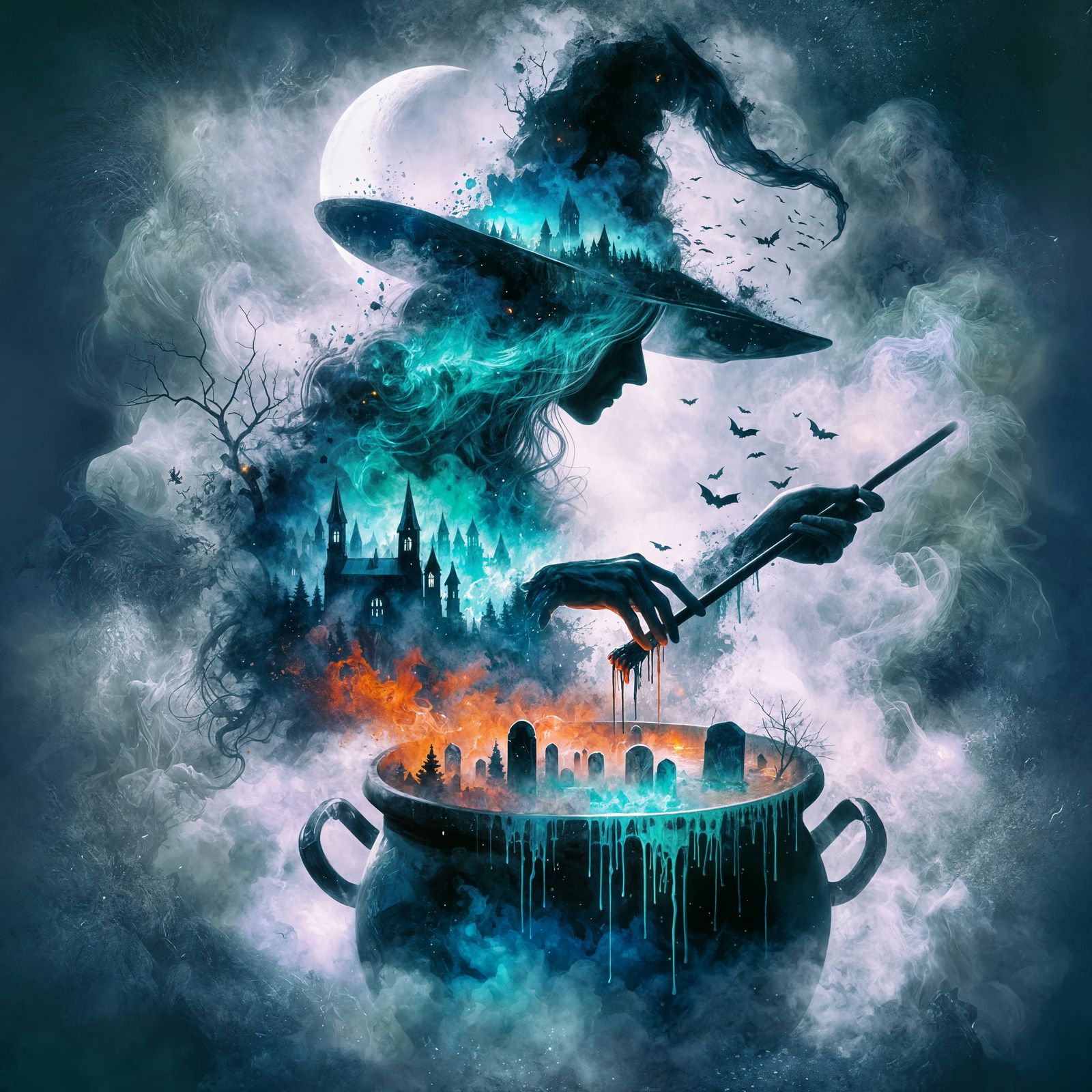 Witch's Graveyard Potion in Street Art Style