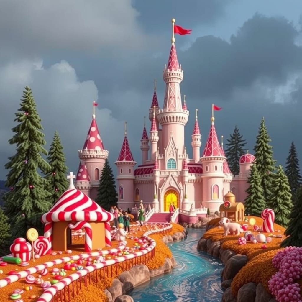 Whimsical Candy Castle in a Sweet Land