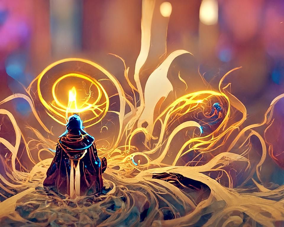 Archmage Gathering Energy in Digital Art Style