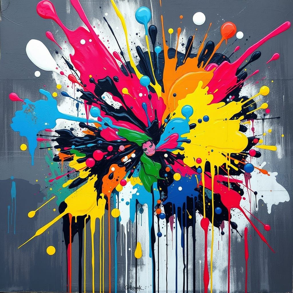 Graffiti Art with Oil Gouache and Acrylic Textures