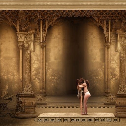 Passionate Kiss: Two Women in a Dramatic Embrace