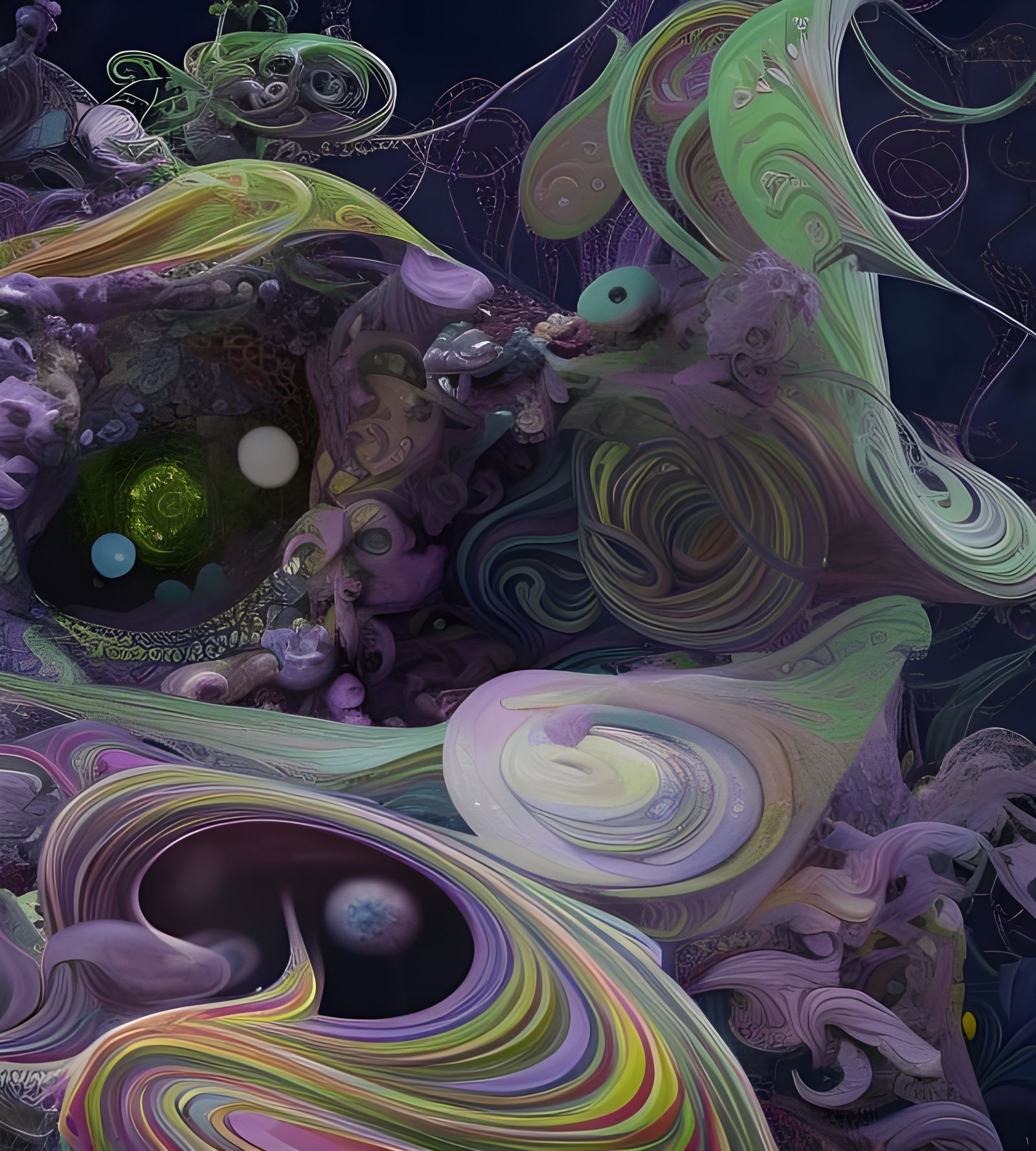 Psychedelic Orbs in Maximalist Digital Art Style
