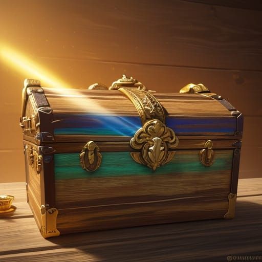 Hyperrealistic Treasure Chests with Golden Accents