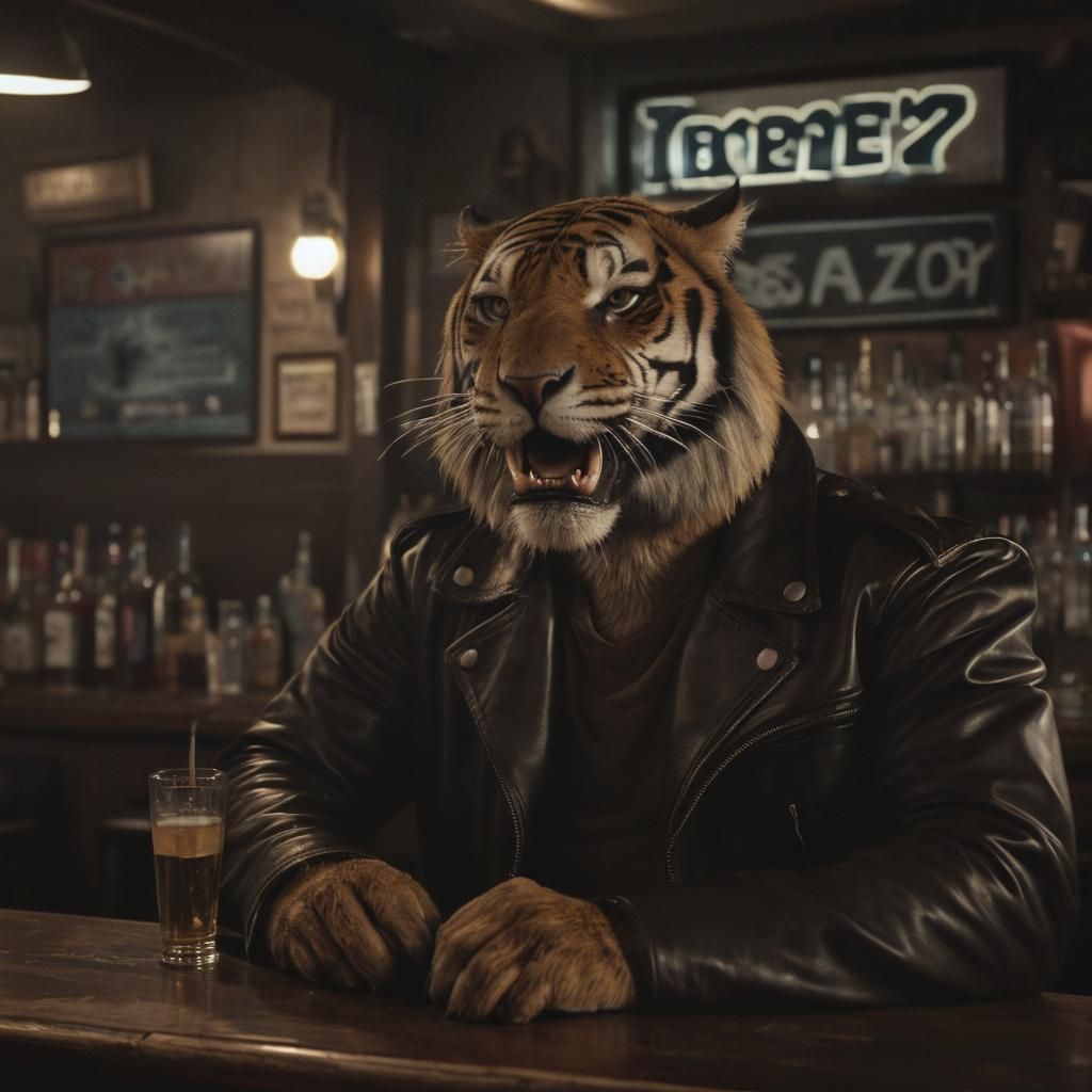 Film Noir Sabre-Tooth Tiger at Bar
