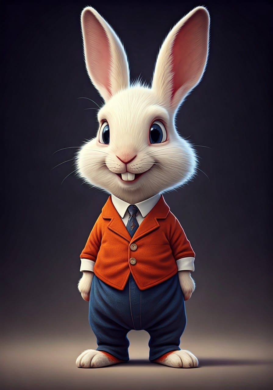 CGI Rabbit as Charlie Chaplin: Funny Caricature