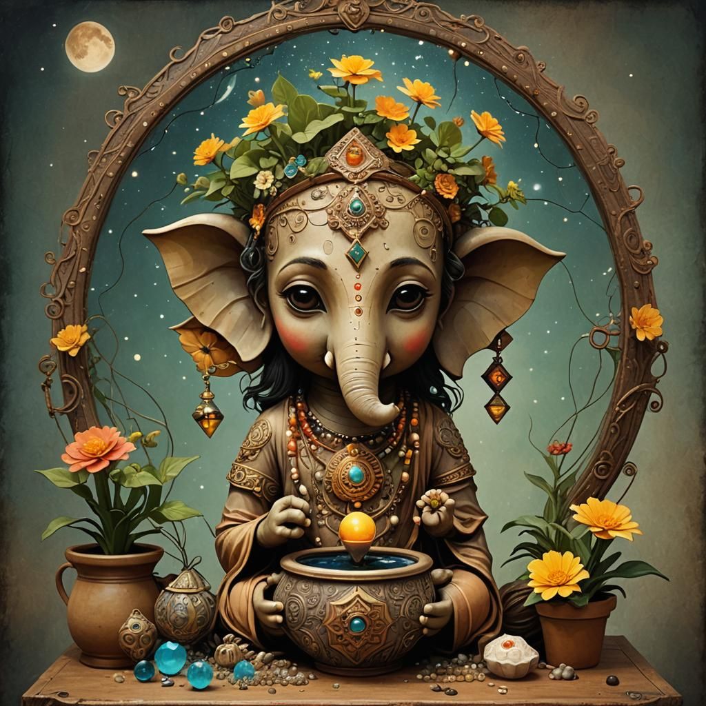 Cute AI Plant Pot in Folk Art Style