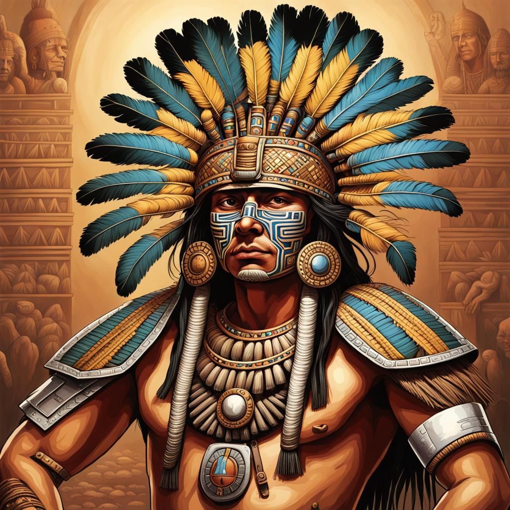 Aztec General in Enlightenment Era: Detailed Image