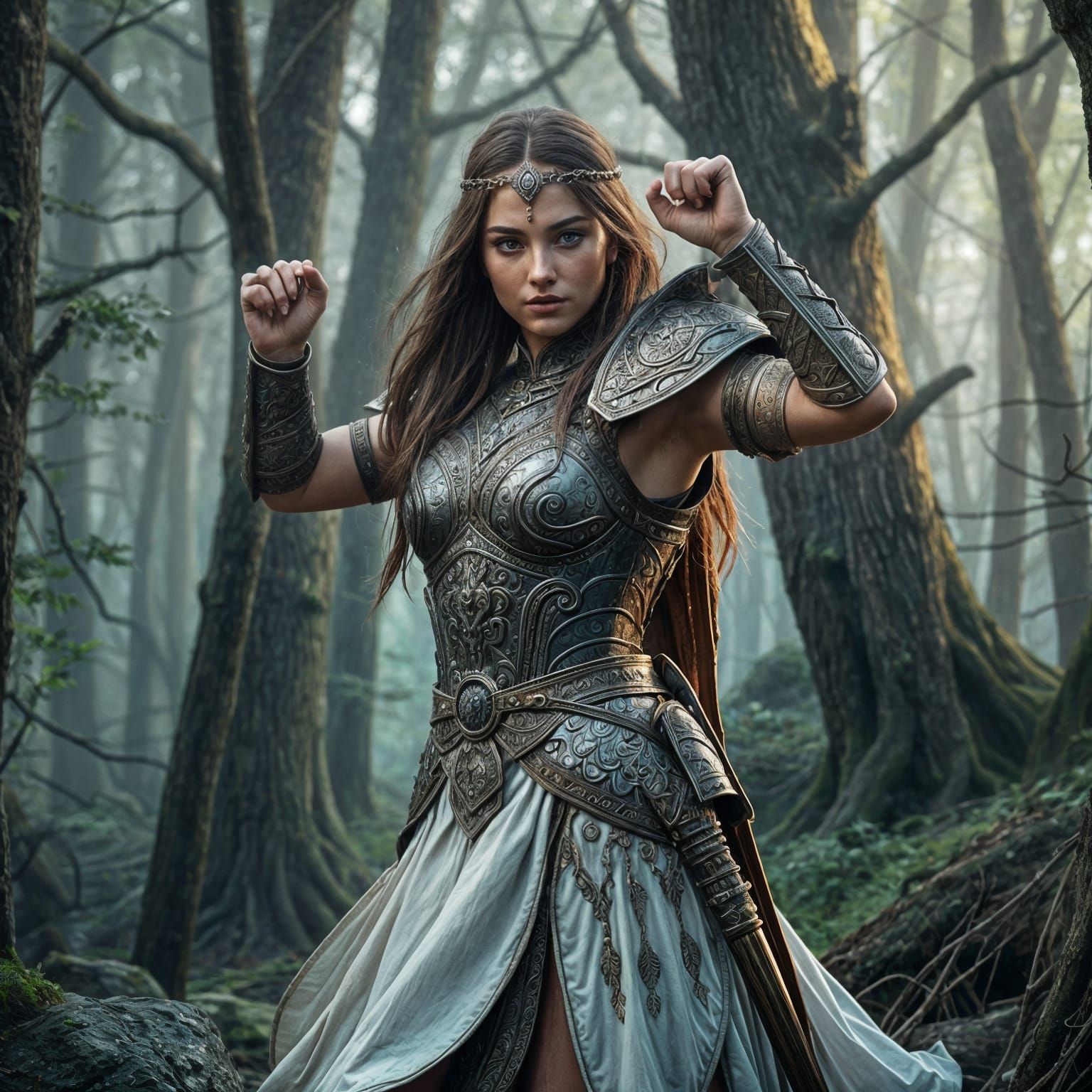 Surreal Warrior Princess Strolls Down a Glittering Catwalk