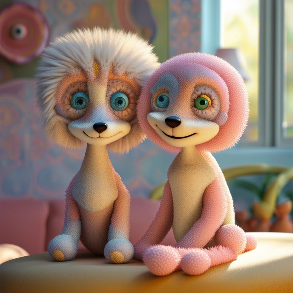 Retrofuturistic 3D Creature with Sly Grin