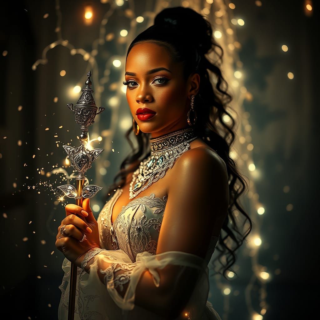 Rihanna in Nouveau Elegance with Fairy Lights