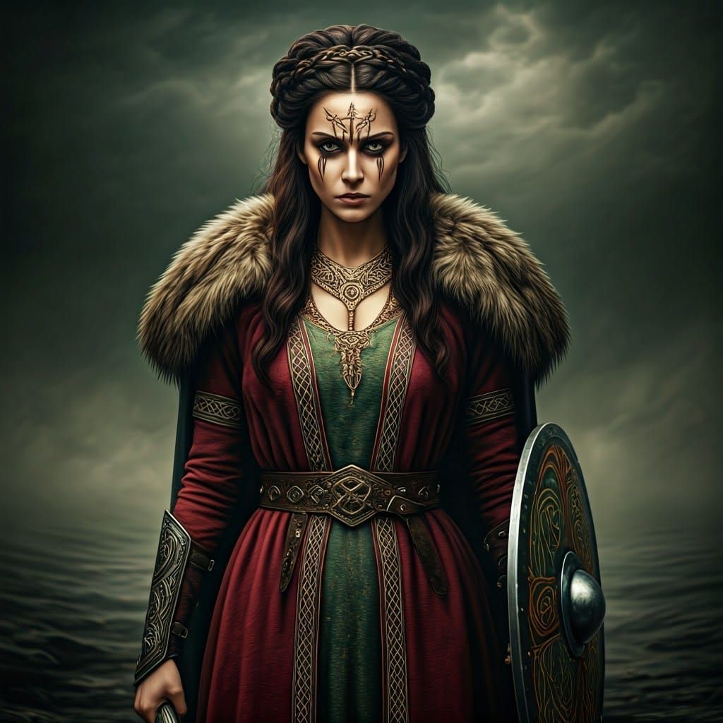 Regal Celtic Goddess Brigantia in Mystical Realm