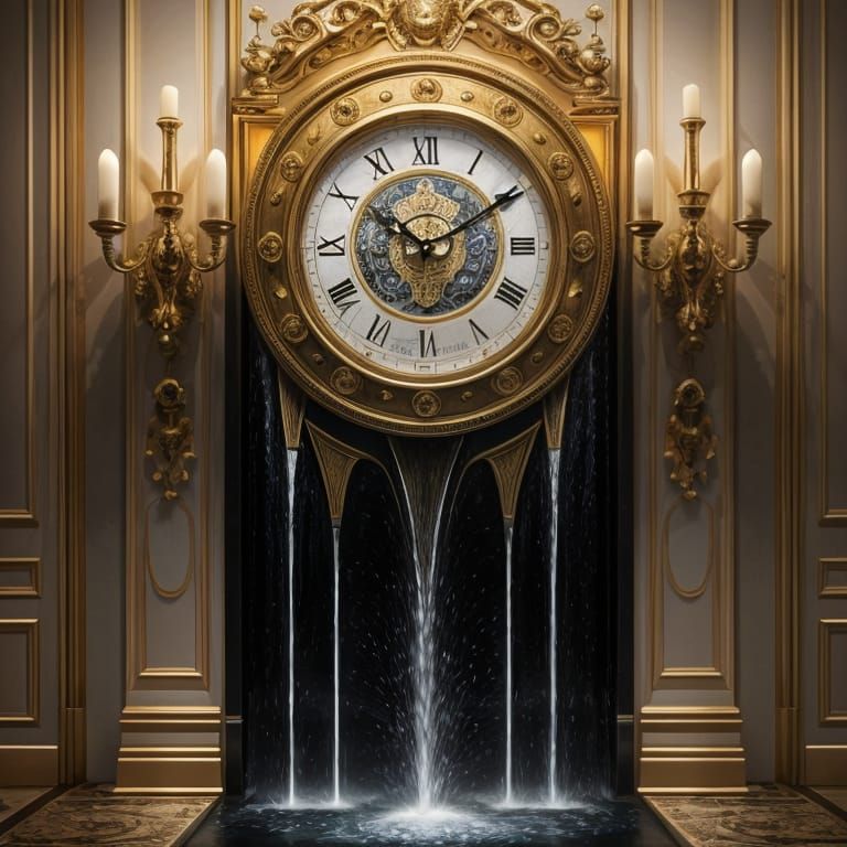 Surreal Dripping Clock in Luxurious Home - Hyperrealistic Di...