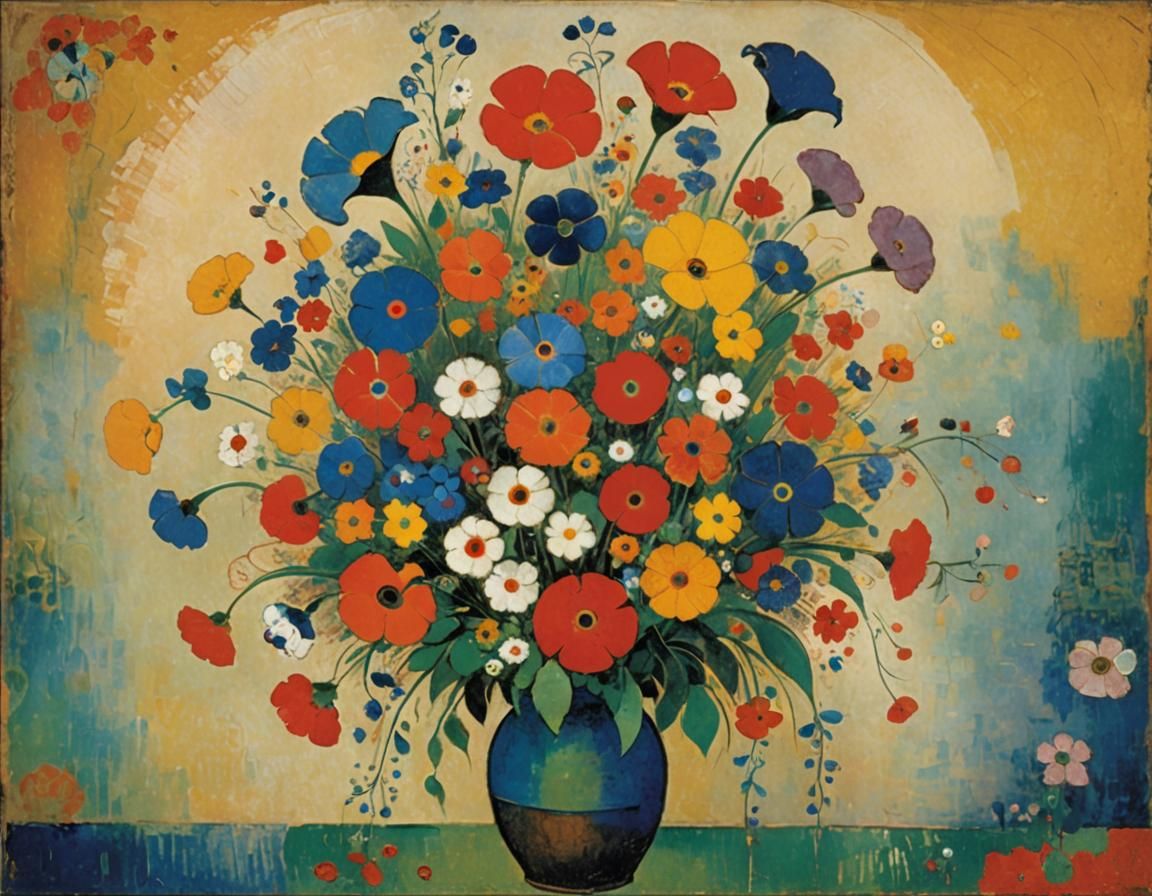 Abstract Flowers in Dreamlike Symbolism Style