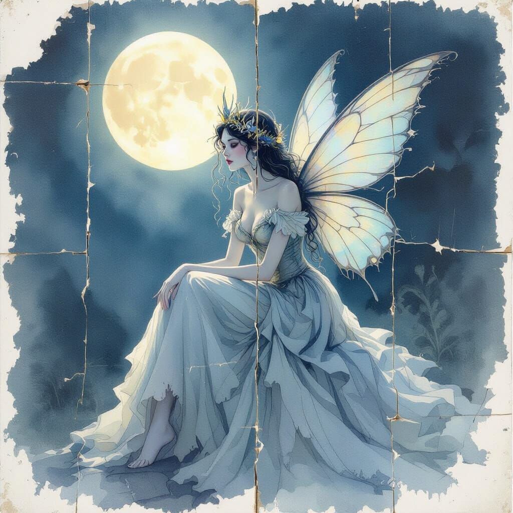 Distressed Fairy Queen Portrait in Dreamy Style