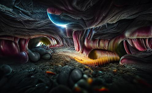 Eerie Cave Entrance on Alien Planet