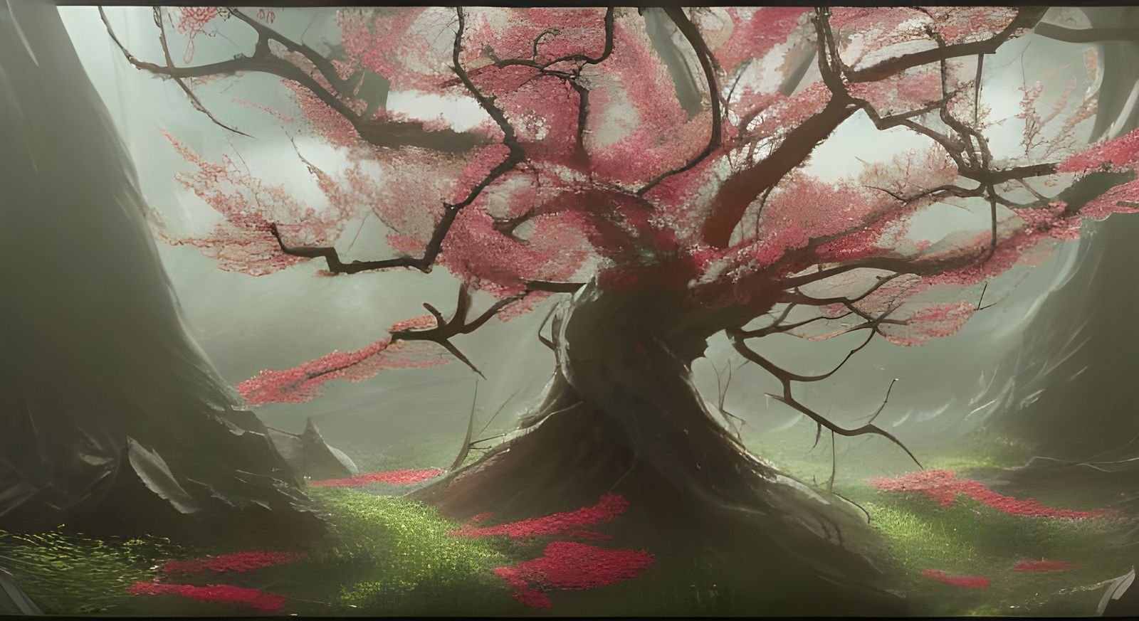 Cthulhu Amongst Cherry Blossoms: Dark Fantasy Art