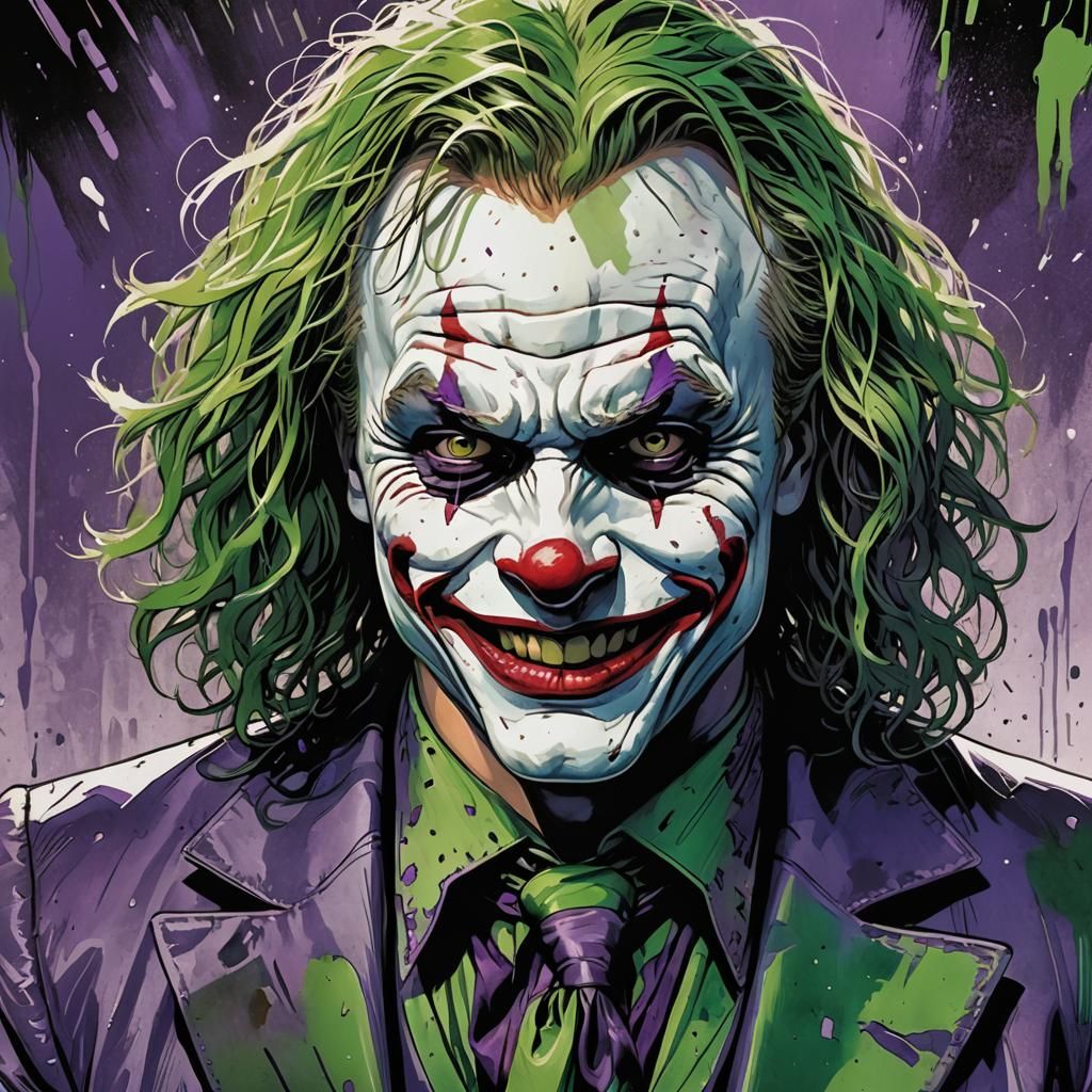 Heath Ledger as Joker in Comic Book Art