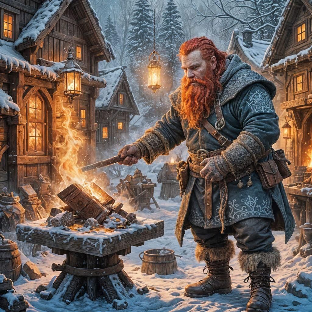 Dwarf Rogue Blacksmith Portrait in Ethereal Fantasy Style