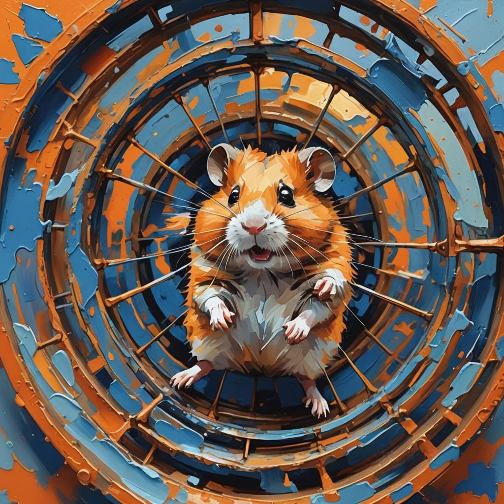 Hamster in Wheel: Abstract Expressionist Fauvist Style
