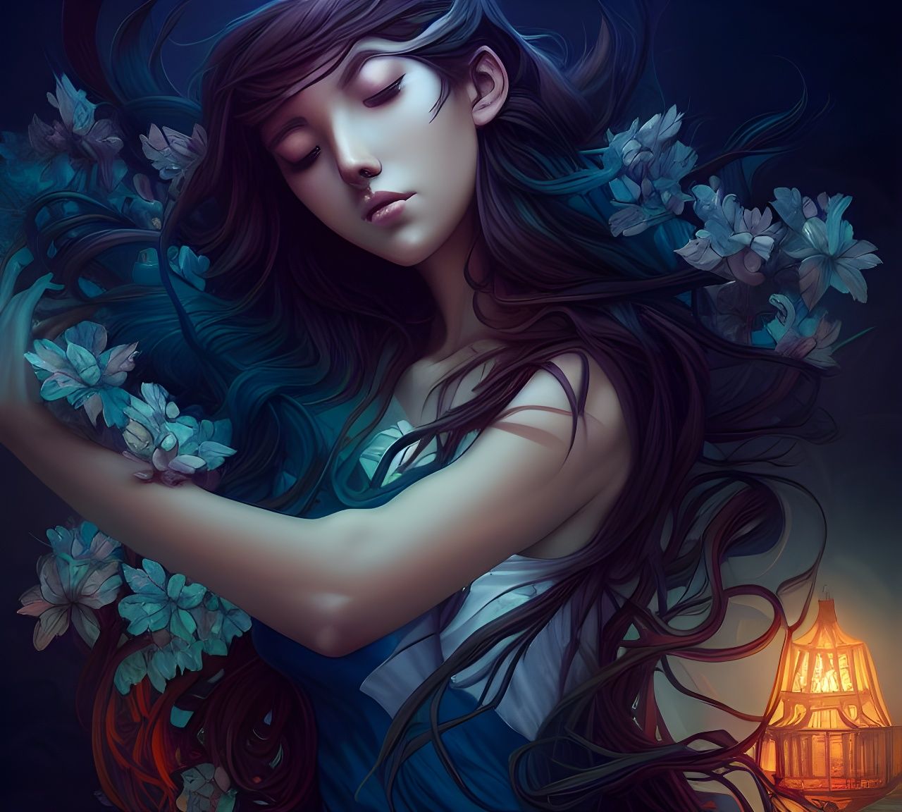 Beautiful Primal Shaman in Aetherpunk Style