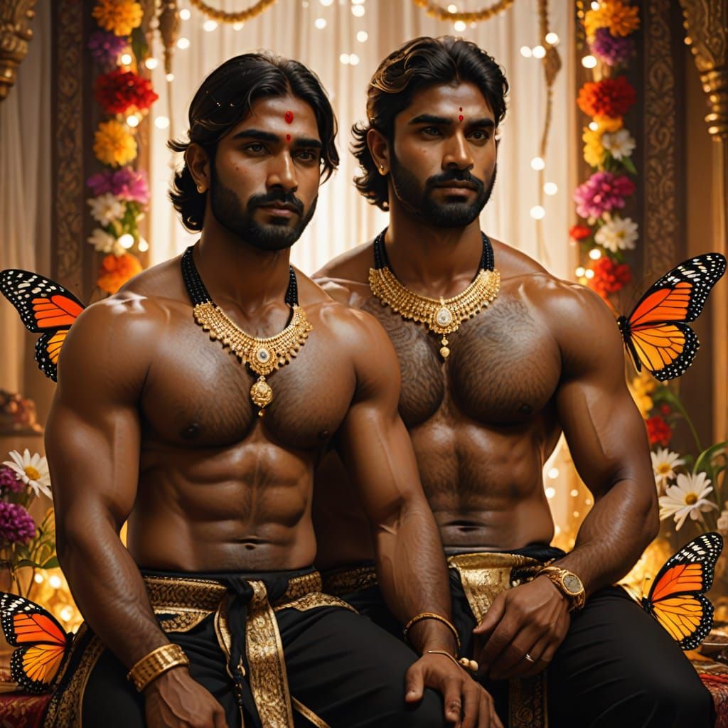 Majestic Indian Men in Sparkling Digital Art