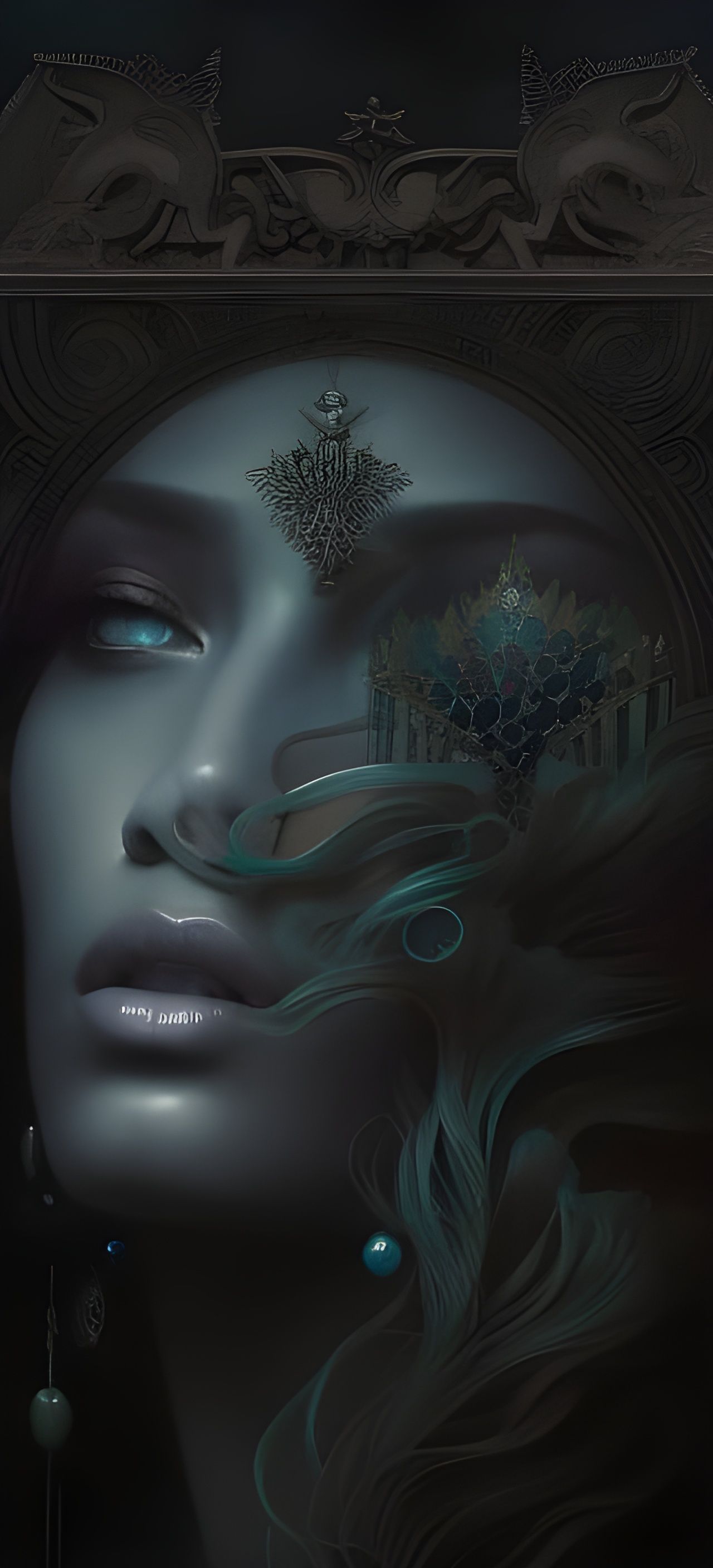 Ethereal Goddess Embracing the Ocean's Radiance in a Dramati...