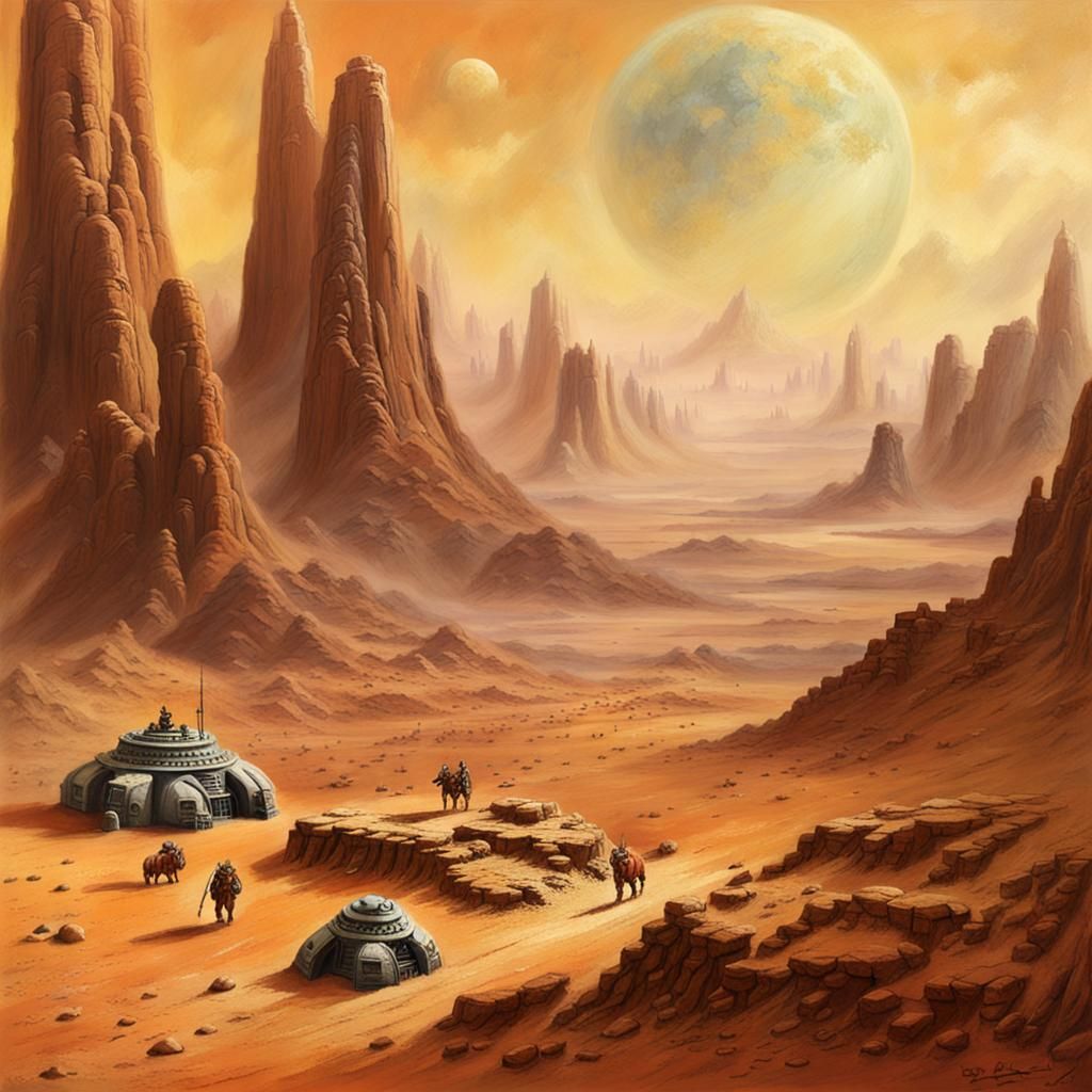 Barsoom Landscape in Oil Painting Style