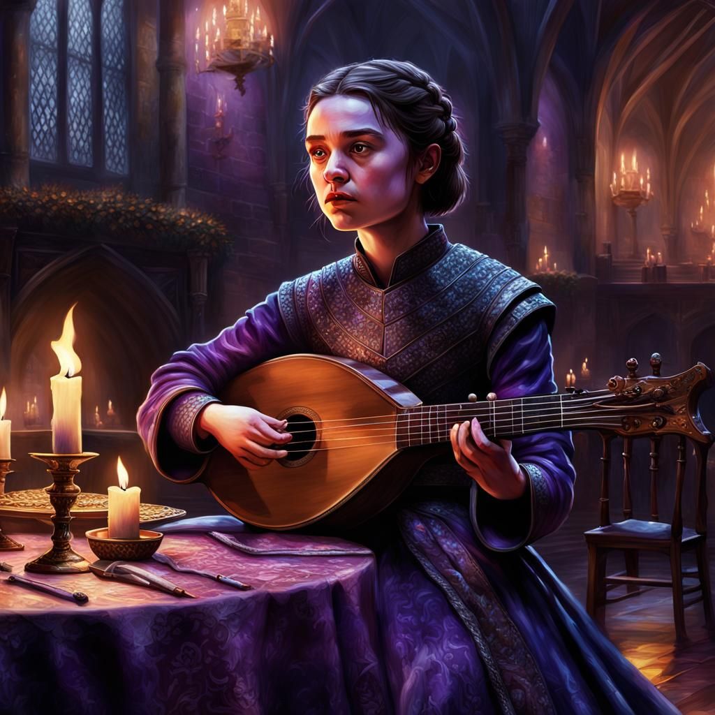 Arya Stark as Prince Plays Lute at Winterfell