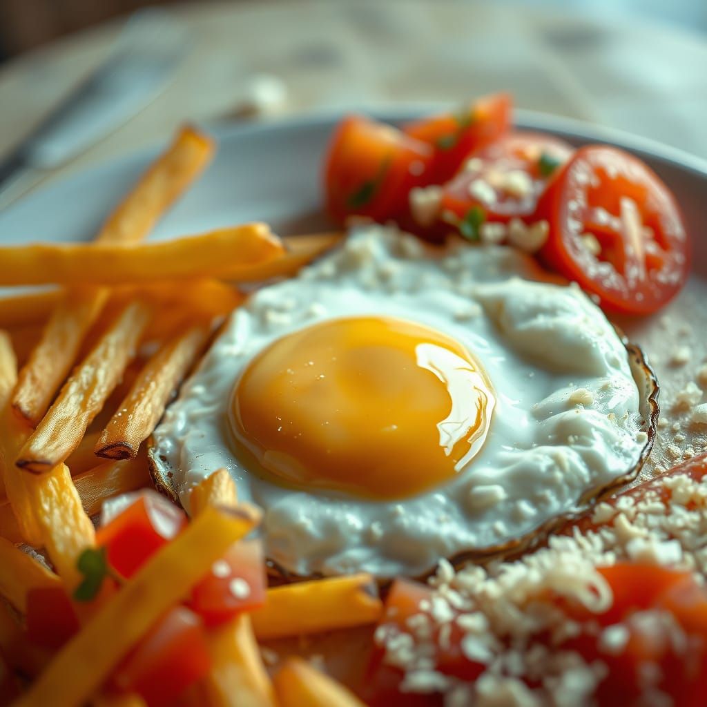 Whimsical Fried Egg Feast in Surreal Fantasy Style