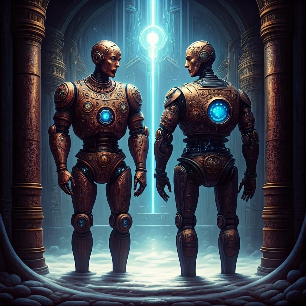 Robots Converse in a Dreamlike Landscape