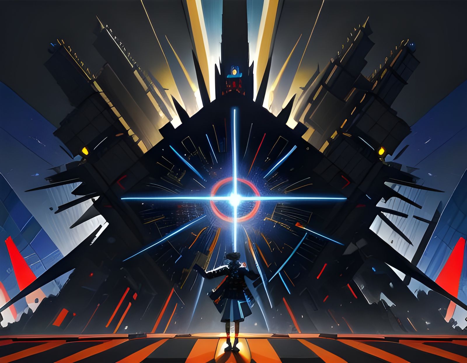 Menacing Robot with Laser Gun, Cubist Style