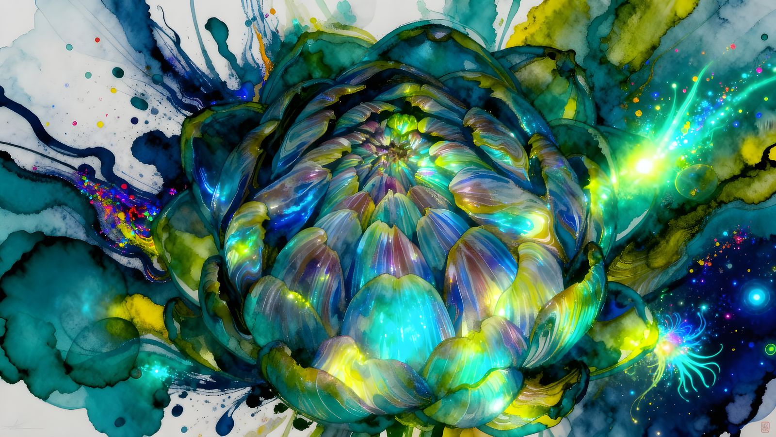 Vibrant Marbling Ink Swirls in Abstract Cosmic Style