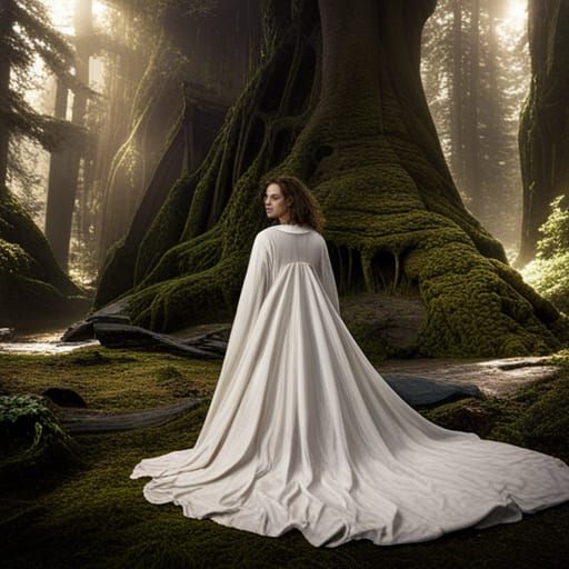 Woman in Bedsheet: Detailed Fantasy Art