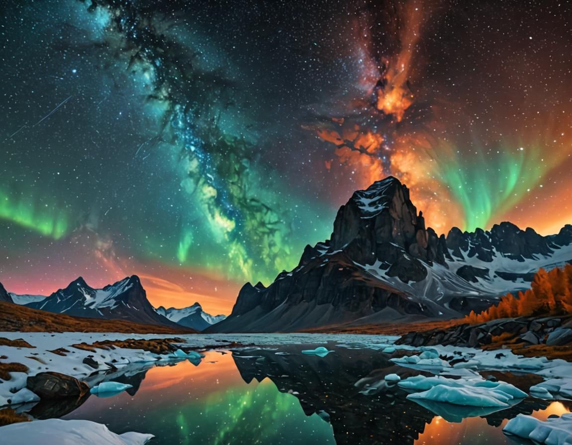 Spectacular Milky Way and Polar Lights Concept Art