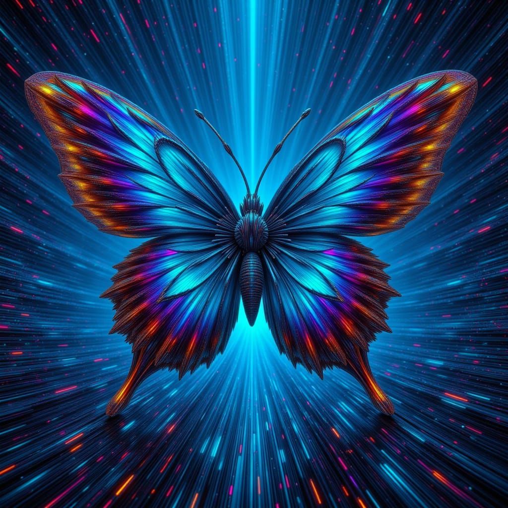 Mystical Ferromagnetic Butterfly in VisceraNode Style