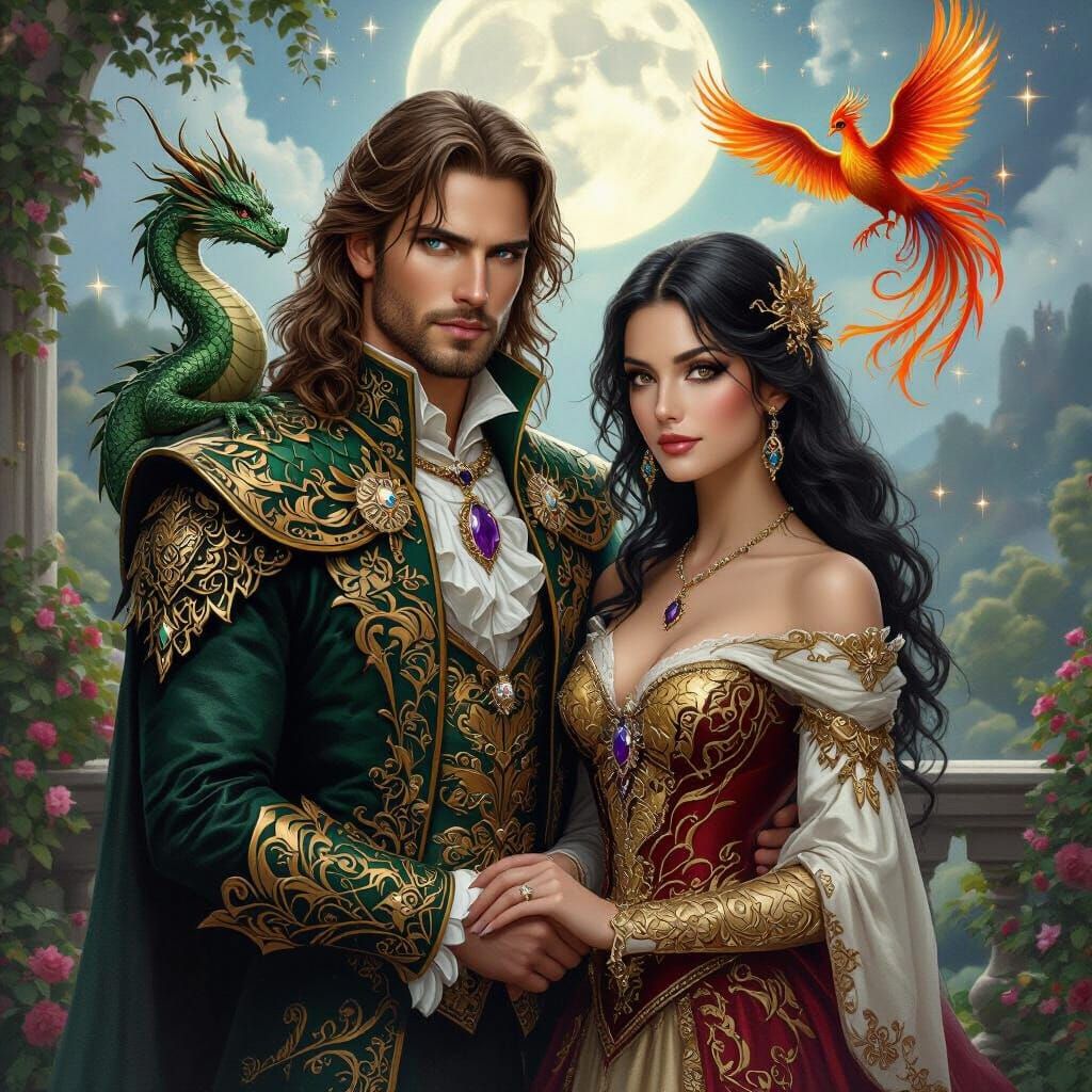Dragon King and Phoenix Queen Fantasy Art