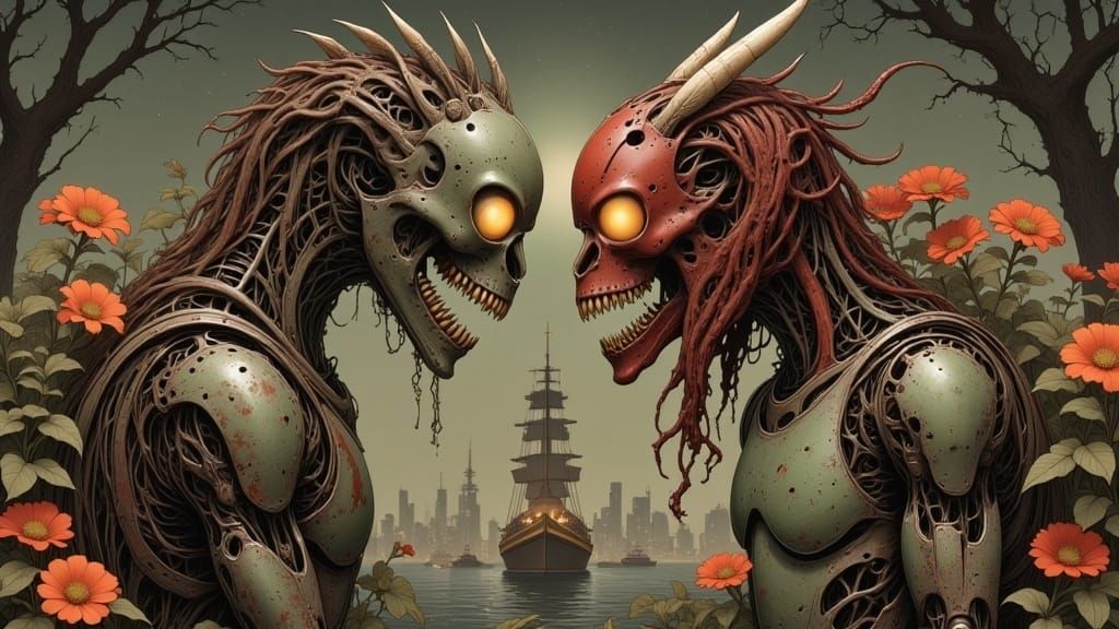 Apologetic Figure and Young Rose in Tender Scene