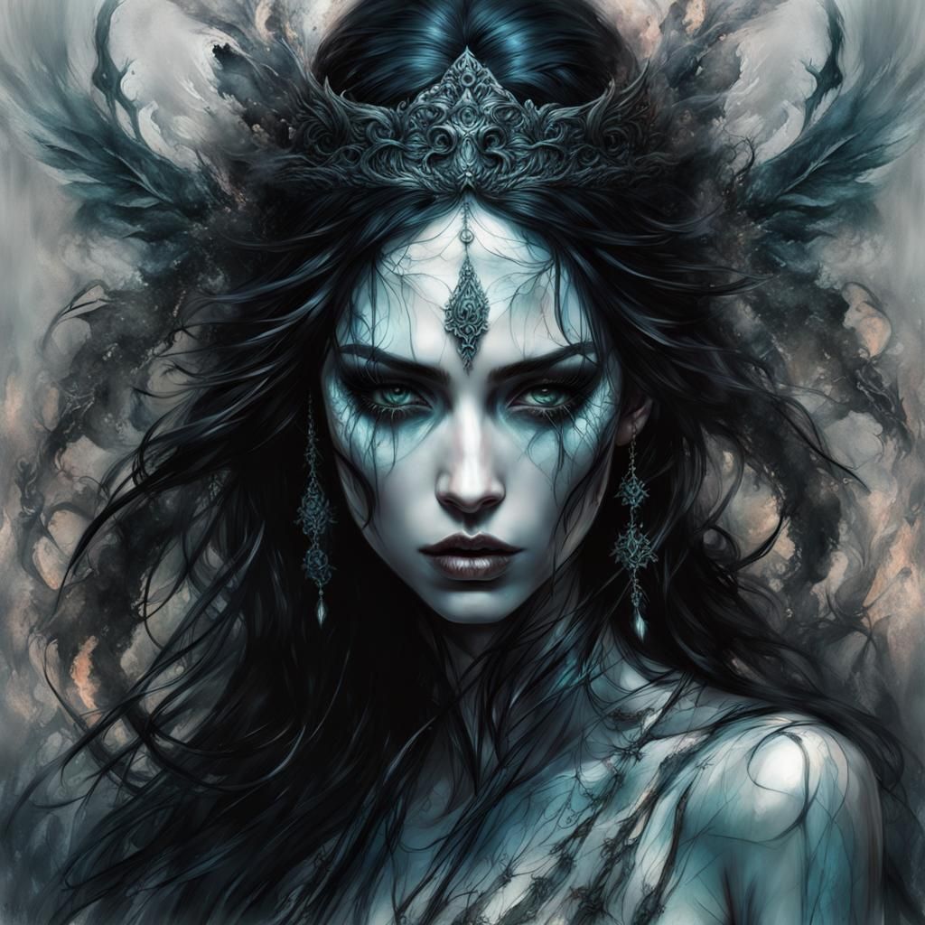 Gothic Darkling Portrait in Digital Airbrush Style