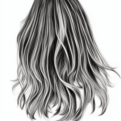 Minimalist Line Art Drawing of Flowing Hair