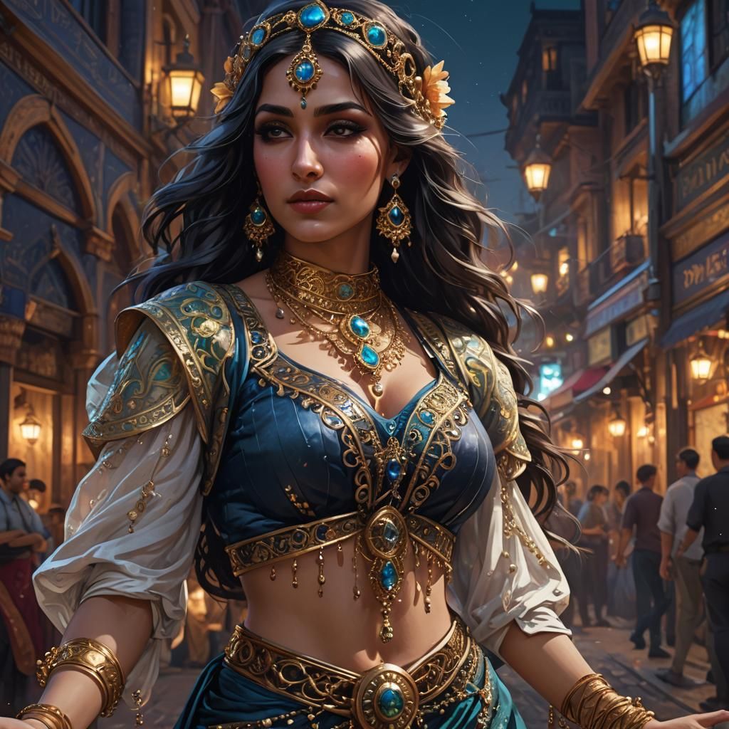 Victorian Belly Dancer Portrait in Hyperdetailed Style
