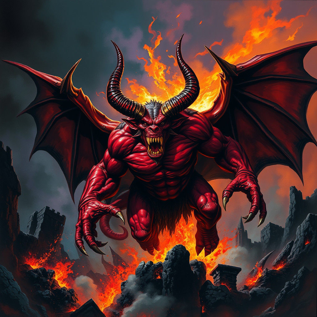 Ogre Demon Escapes Hell in Dark Fantasy Art